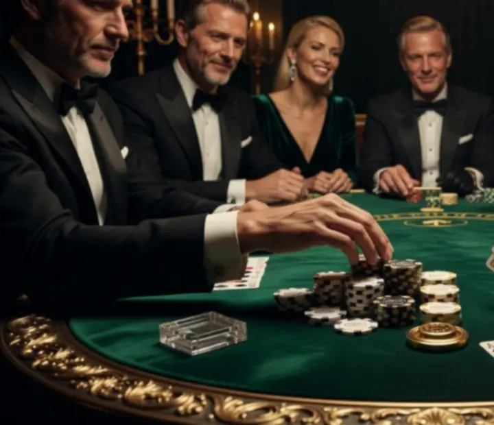Elegancki stół pokerowy otoczony gośćmi podczas luksusowego eventu